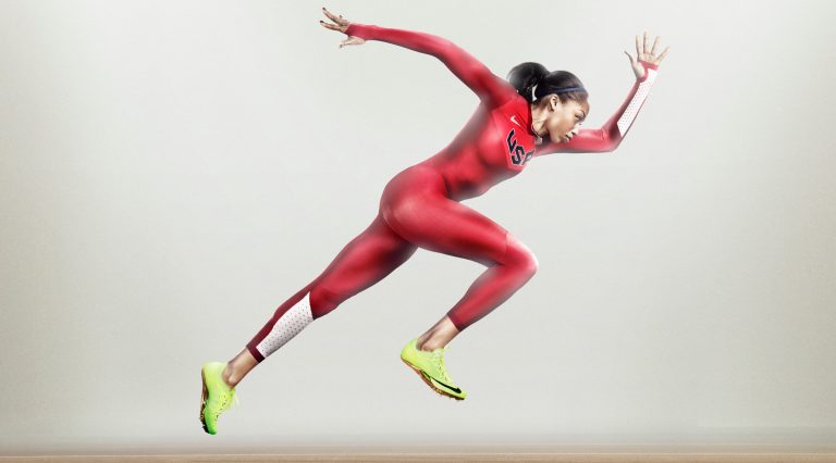  This product illustration released by Nike shows a Turbospeed suit, the official apparel for the USA Track & Field team for the London Summer Olympics. U.S. Olympic track and field athletes will wear the uniforms at the London Olympics that Nike says could shave up to 0.023 seconds off 100-meter sprint times. (AP Photo/Nike)  