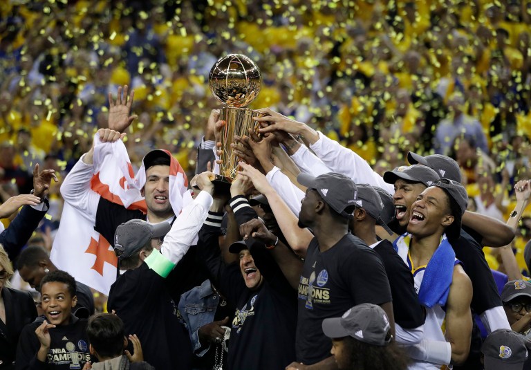 Regardless of the locker room reasoning, the end result is a bunch of celebrity athletes standing up a celebrity president. That's a bad flop. (AP Photo/Marcio Jose Sanchez)