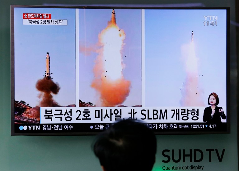 North Korea launched a missile Wednesday morning that U.S. military commanders said exploded within seconds after it left the ground. (AP Photo/Ahn Young-joon, File)