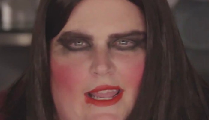 "Now this is a beauty blender right here. It may look like a butt plug, but it's not," Sanders' impersonator said. (Screengrab)