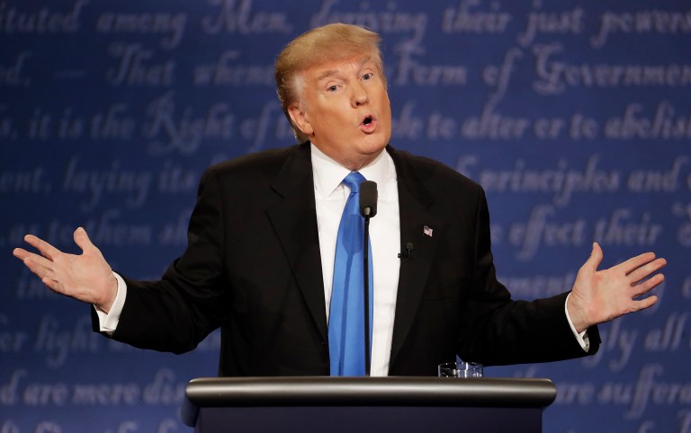 Hillary Clinton is expecting a tame, focused Donald Trump in the second presidential debate, her campaign manager said Tuesday. (AP Photo/Patrick Semansky)