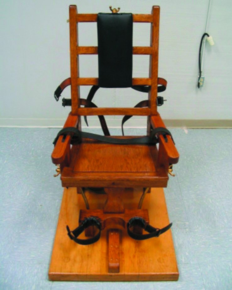 FILE - This Sept. 23, 2009 file photo shows the electric chair at the Greensville Correctional Center in Jarratt, Va. Robert Gleason Jr. is scheduled to die at 9 p.m. Wednesday, Jan. 16, 2013, at Greensville Correctional Center in Jarratt. Condemned Virginia inmates can choose between lethal injection and electrocution, and Gleason is the first inmate to choose electrocution since 2010. (AP Photo/Virginia Department of Corrections)