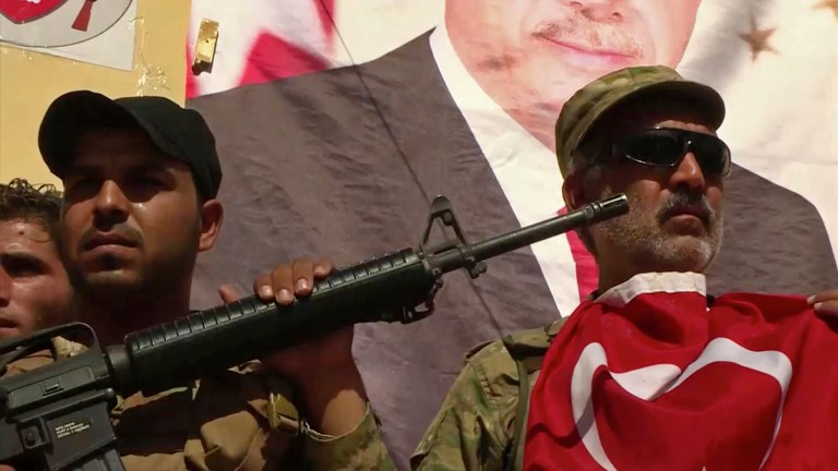 Turkey is moving on the town of al-Bab without U.S. or coalition air support in part to prevent Kurdish militias from taking the city. (Qasioun News Agency via AP)