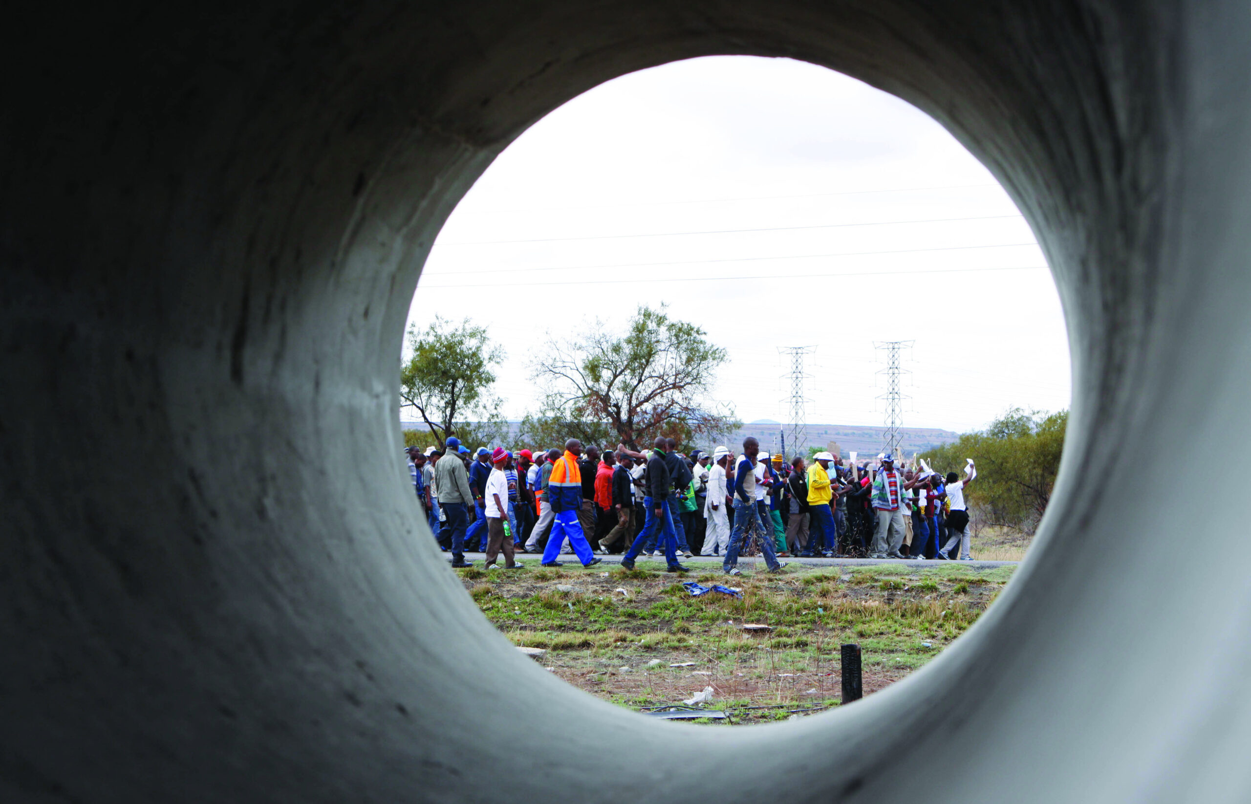 South Africa police halt peaceful strikers’ march