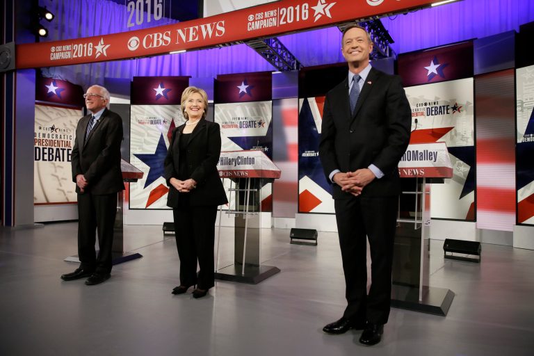 Democratic presidential candidates Bernie Sanders, left, Hillary Rodham Clinton and Martin O'Malley. The next debate will air on the Saturday night before Christmas, a time when many Americans will be involved in festivities away from their television. (AP Photo/Charlie Neibergall)