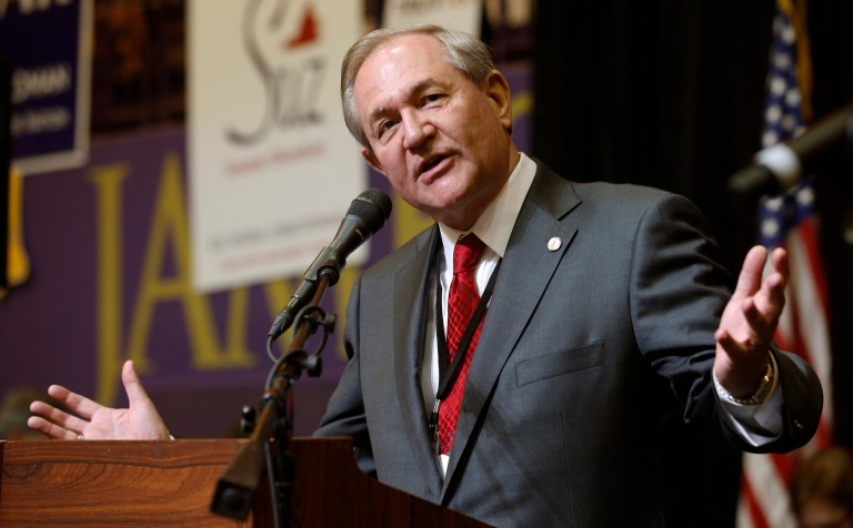 Jim Gilmore finishes over 200 votes ahead of former Pennsylvania Sen. Rick Santorum. (AP Photo/Steve Helber)
