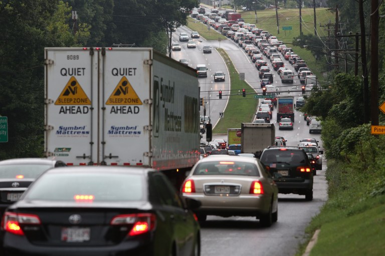 Rush hour traffic congestion along New Hampshire Avenue, Adelphi, MD, Friday, July 20, 2012