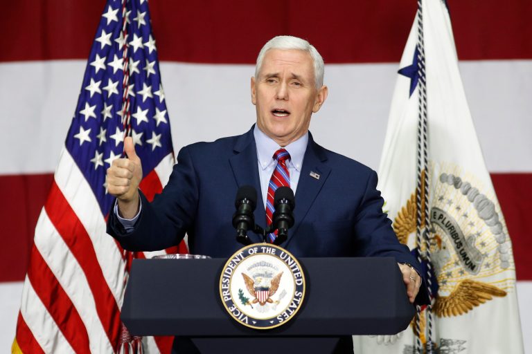 Pence was in Ohio to meet with small business leaders in the state's capital of Columbus. (AP Photo/John Minchillo)