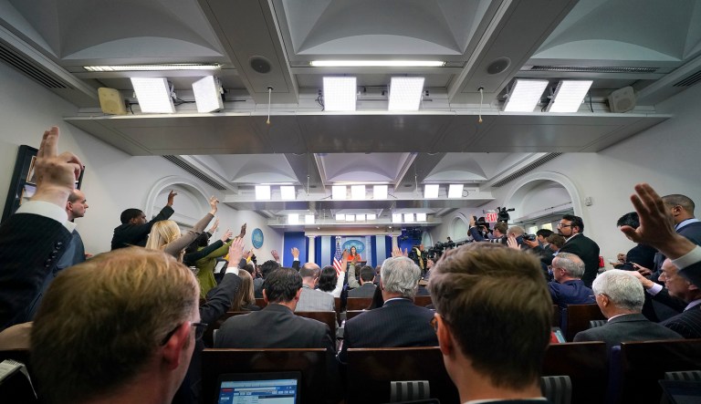 The White House correspondents expressed gratitude to everything from the First Amendment to their unborn children. (AP Photo/Pablo Martinez Monsivais)