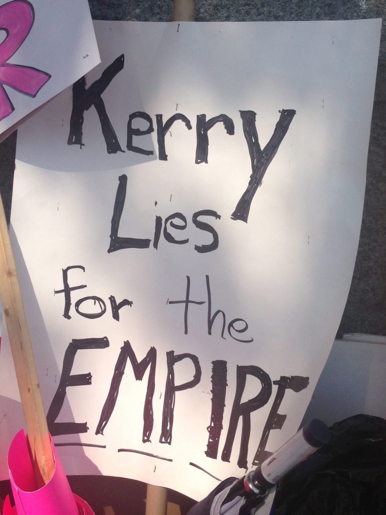 The anti-Obama Code Pink signs on Capitol Hill