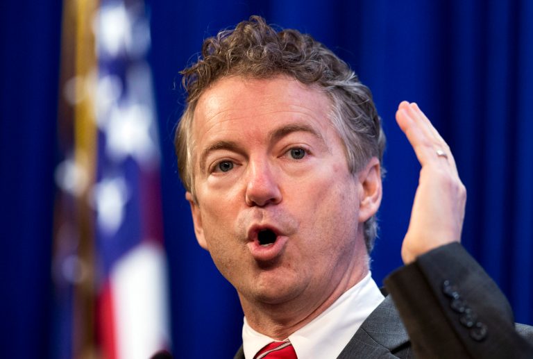 In this Jan. 13, 2015 file photo, U.S. Sen. Rand Paul, R-Ky., speaks at the Heritage Foundation's Conservative Policy Summit in Washington. (AP Photo/Manuel Balce Ceneta, File)