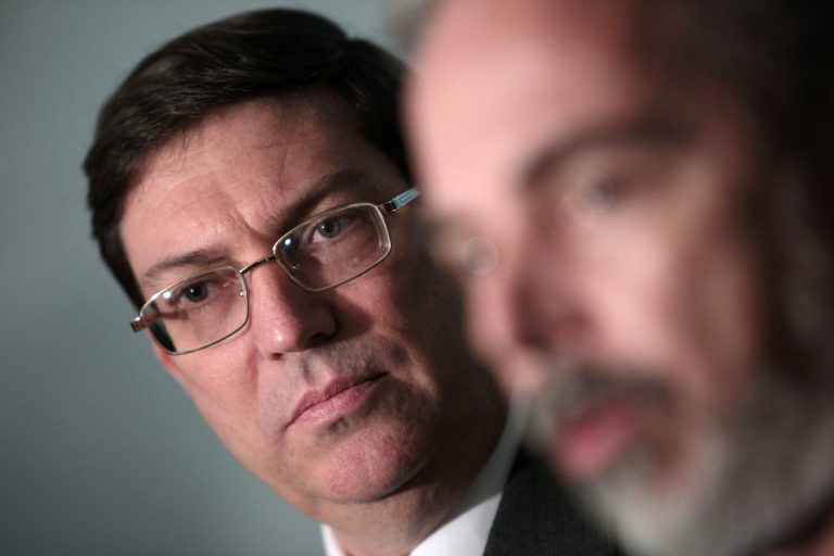   FILE - In this Sept. 28, 2011file photo, Cuba's Foreign Minister Bruno Rodriguez, left, attends a press conference at the Itamaraty palace in Brasilia, Brazil. Cuba has named Rodriguez to the powerful Political Bureau of the island's Communist Party. The bureau sits at the top of the party's leadership structure and plays a central role in guiding the direction of the nation, though it does not have the power to enact or enforce laws. (AP Photo/Eraldo Peres, File)  