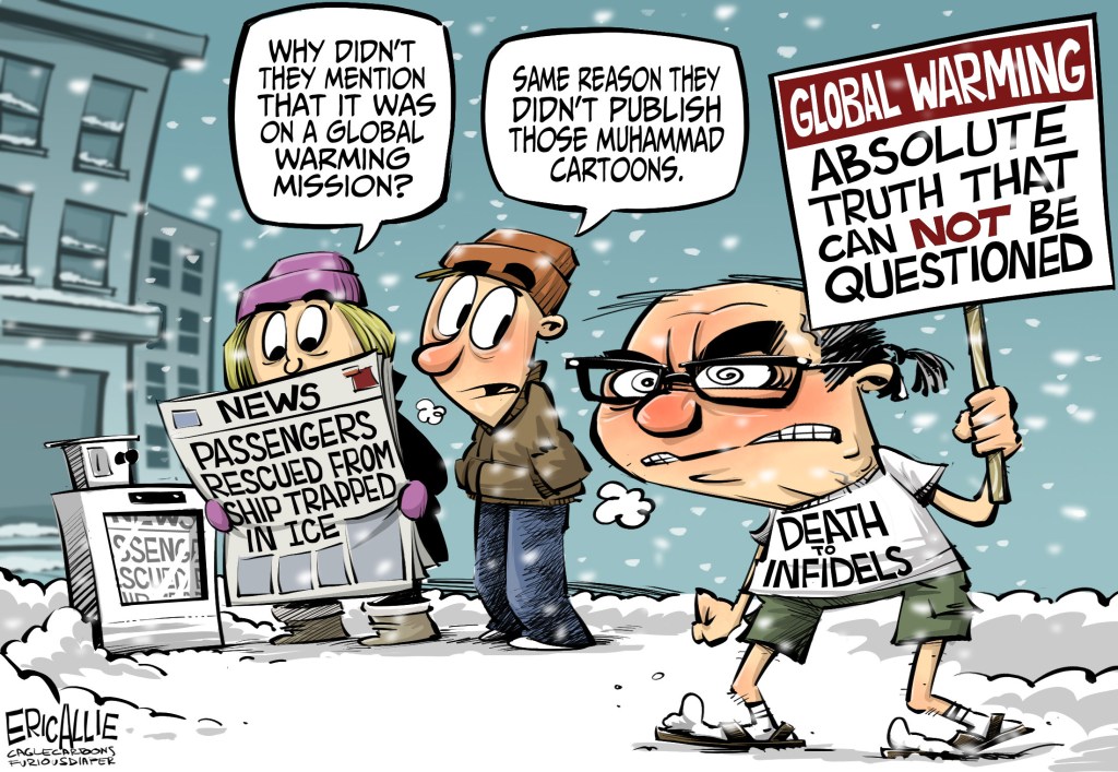 Editorial cartoon: Questioning global warming