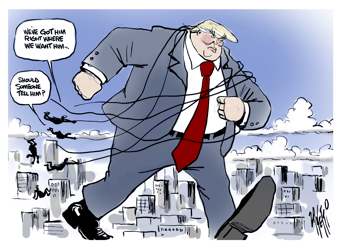 Editorial cartoon: We got Trump right where we want him
