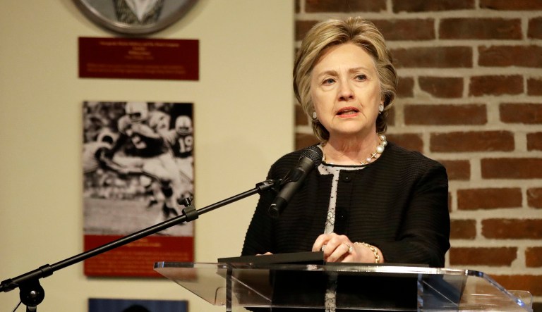 Former Democratic presidential nominee Hillary Clinton said the White House's messaging and fights against journalists and experts are dangerous for the country. (AP Photo/Patrick Semansky)
