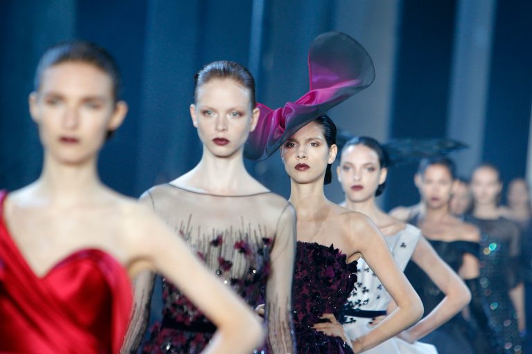 Models wear creations for Ralph & Russo's fall-winter 2014-2015 Haute Couture fashion collection presented in Paris, France, Thursday, July 10, 2014. (AP Photo/Thibault Camus)