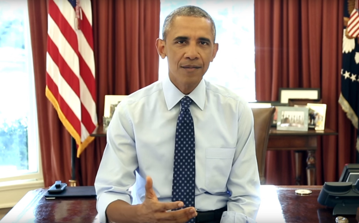 Obama cuts an ad for his last State of the Union
