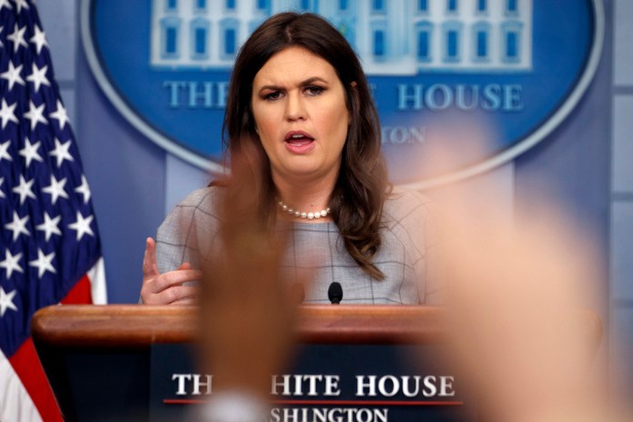 Sanders pushed back on the notion that the secretaries of defense, state, and the chief of staff "help separate our country from chaos." (AP)