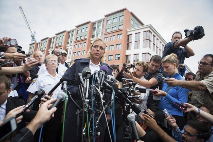 D.C. Metropolitan Police Chief Cathy Lanier speaks at a news conference about the Navy Yard shooting on Monday. (Examiner/Graeme Jennings)
