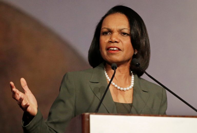 Former Secretary of State Condoleezza Rice gestures while speaking at the California Republican Party 2014 Spring Convention in Burlingame, Calif. (AP/Ben Margot)