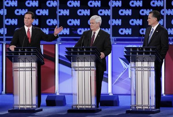 Santorum wins debate, but Romney beats Newt