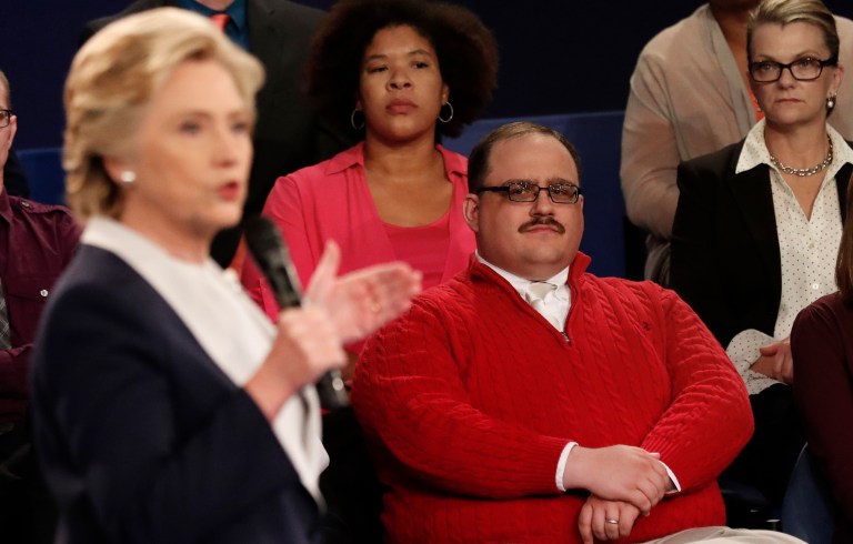 Ken Bone became a trending topic on social media when he asked the candidates about energy policy. (Rick T. Wilking/Pool Photo via AP)