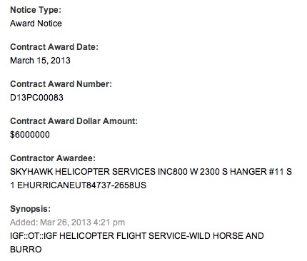 Feds Sign $6M Helicopter Contract for ‘Wild Horse and Burro’