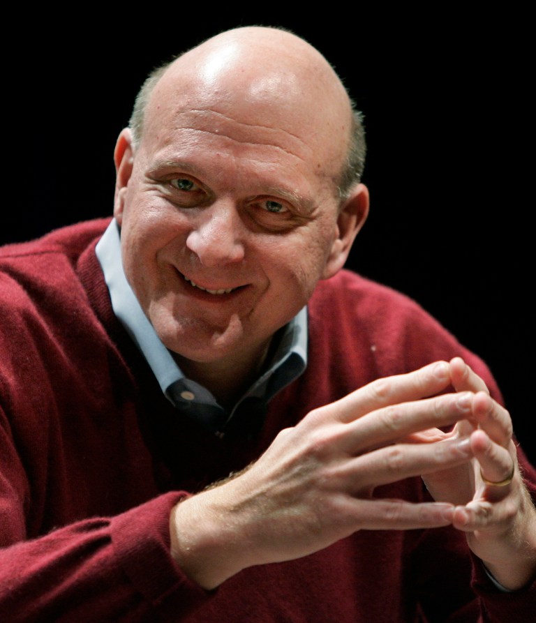 FILE - In this March 2, 2010,  file photo, Microsoft Corp. CEO Steve Ballmer speaks in Santa Clara, Calif. Ballmer is officially the new owner of the Los Angeles Clippers. The team says the sale closed Tuesday, Aug. 12, 2014,  after a California court confirmed the authority of Shelly Sterling, on behalf of the Sterling Family Trust, to sell the franchise.  (AP Photo/Paul Sakuma, file)