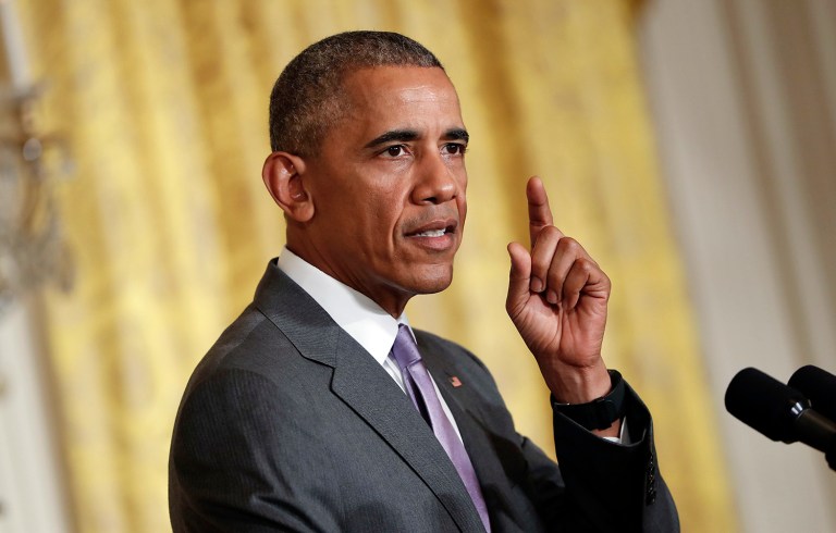 President Obama speaks at an Eid al-Fitr reception in the East Room. (AP Photo/Pablo Martinez Monsivais)