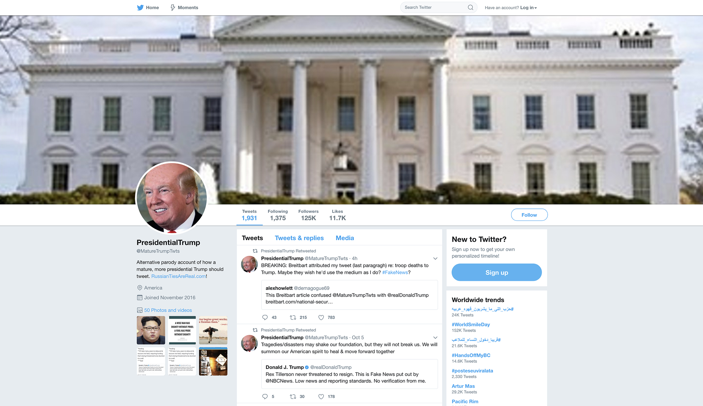 Breitbart News duped by Trump parody Twitter account