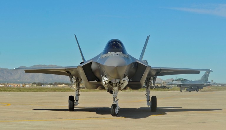 The Air Force is keeping a squadron of its newest F-35 fighter aircraft on the ground while it continues to probe why some pilots have reported experiencing symptoms of oxygen deprivation while in the cockpit. The temporary grounding affects only the F-35s at Luke Air Force Base in Arizona. (U.S. Air Force photo/Staff Sgt. Darlene Seltmann)