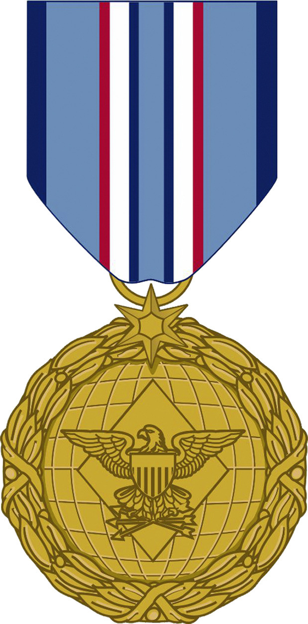 This image released by the Defense Department shows the obverse view with ribbon of the newly announced Distinguished Warefare Medal. The military has stopped production of a new medal for remote warfare troops _ drone operators and cyber warfighters _ as it considers complaints from veterans and lawmakers over the award, a government official said Tuesday. (AP Photo/Department of Defense)