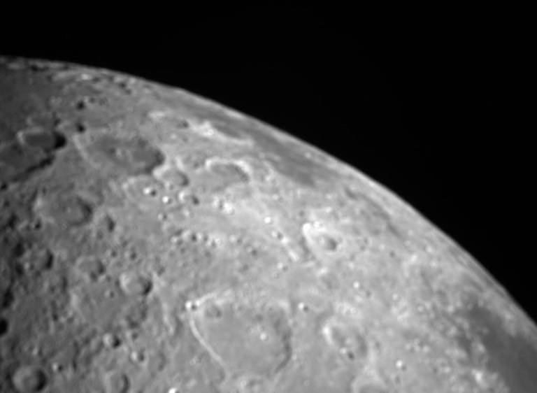An image of the Moon captured May 3, 2023, by CAPSTONE, short for Cislunar Autonomous Positioning System Technology Operations and Navigation, while the spacecraft was near its closest approach to the Moonâs North Pole. The center of the image is approximately located at 25Â° N, 85Â° E on the lunar surface. Credits: Â©Advanced Space 2023, all rights reserved.