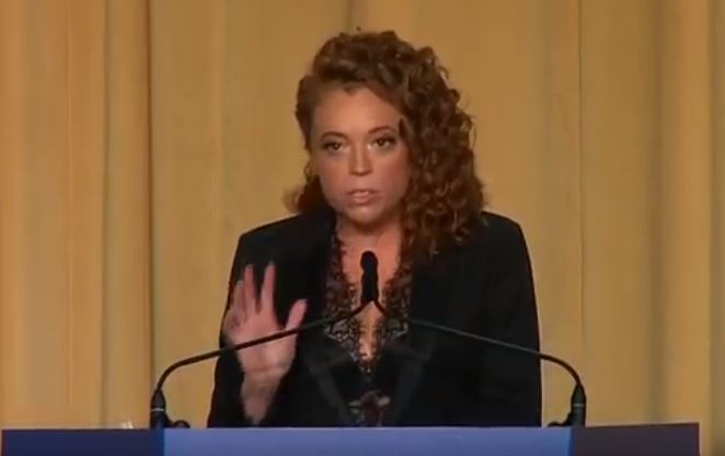 Michelle Wolf speaks at the White House Correspondents Association dinner on Saturday.