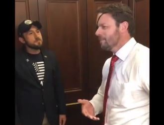 Activist veterans hound Dan Crenshaw in elevator for supporting Trump