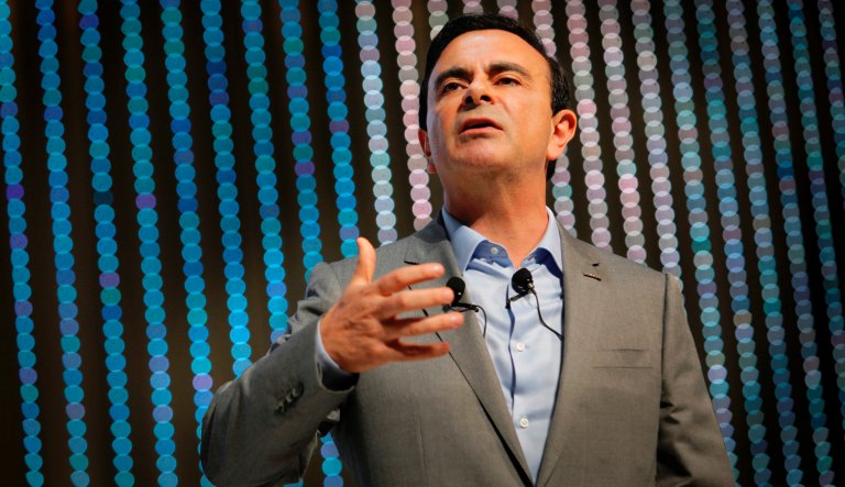 Carlos Ghosn, Chairman and CEO of Renault-Nissan Alliance, attends a press conference held in Paris, France, Friday, Sept. 15, 2017. The Renault-Nissan alliance is ramping up electric car production, vowing 12 new models by 2022 and to make electric cars 30 percent of its overall production.