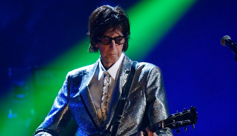 FILE - In this April 14, 2018, file photo, Ric Ocasek, from the Cars, performs during the Rock and Roll Hall of Fame Induction ceremony in Cleveland. Ocasek, famed frontman for The Cars rock band, has been found dead in a New York City apartment.