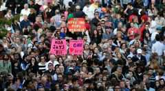 Thousands gather ‘just to catch a glimpse’ of the pope