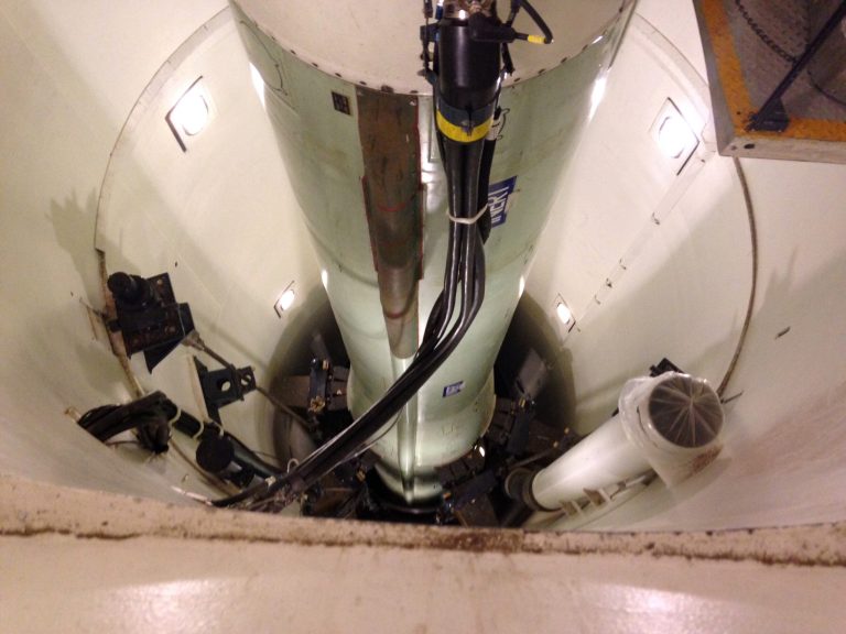 FILE - This Jan. 9, 2014 file photo shows a mockup of a Minuteman 3 nuclear missile used for training by missile maintenance crews at F. E. Warren Air Force Base, Wyo. In launching an ambitious campaign to boost morale in a troubled nuclear missile corps, the Air Force is retracing steps it took at least five years ago, revisiting proposed reforms that either died on the vine or fell short of fixing problems that persist. The earlier effort included some of the same ideas being floated today by a new set of Air Force leaders, including bonus pay and other incentives meant to make more attractive the work of the men and women who operate, maintain and secure an Air Force fleet of 450 Minuteman 3 nuclear-tipped missiles. Then, as now, the Air Force also looked for ways to eliminate âdisincentivesâ -- things that can make missile duty onerous. (AP Photo/Robert Burns, File)
