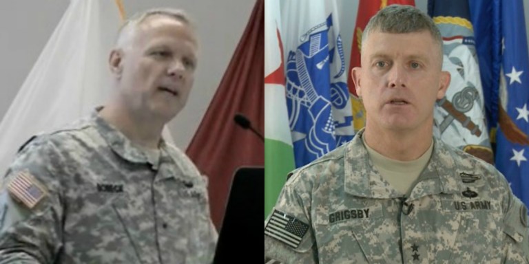 Army National Guard Brig. Gen. Michael Bobeck on the Joint Chiefs of Staff and Maj. Gen. Wayne Grigsby, commander of the 1st Infantry Division in Fort Riley Kansas, were both dealt dismissals in recent days. (screenshots)