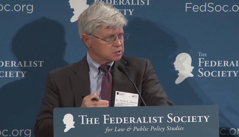 Randel K. Johnson, the Chamber of Commerce's former top immigration and labor policy official, is heading to management-side law firm Seyfarth Shaw. (Image courtesy screenshot)