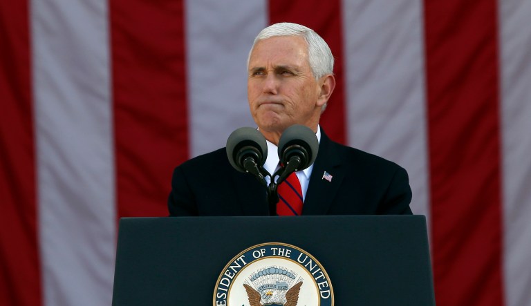 Vice President Mike Pence went to Afghanistan on Thursday. He was greeted by its president, Ashraf Ghani, and chief executive of the Islamic Republic of Afghanistan, Abdullah Abdullah, according to press pool reports. (AP Photo/Alex Brandon)