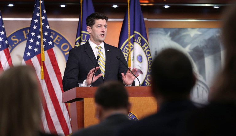 Less than an hour after the House passed a temporary stopgap spending bill, House Speaker Paul Ryan, R-Wis., said Senate Democrats are the 