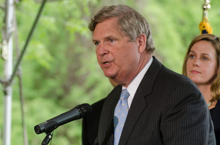 U.S. Secretary of Agriculture Tom Vilsack speaks about a new conservation plan during a press conference at the Bay City State Recreation Area in Bangor Township on Tuesday, May 27, 2014. The U.S. Department of Agriculture is teaming with businesses, nonprofits and others on a five-year, $2.4 billion program that will fund locally designed soil and water conservation projects nationwide, Agriculture Secretary Tom Vilsack said.    (AP Photo/The Bay City Times, Danielle McGrew)