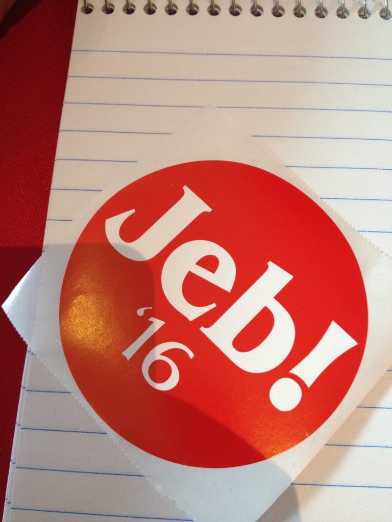 These stickers were popular at the CPAC event Friday.