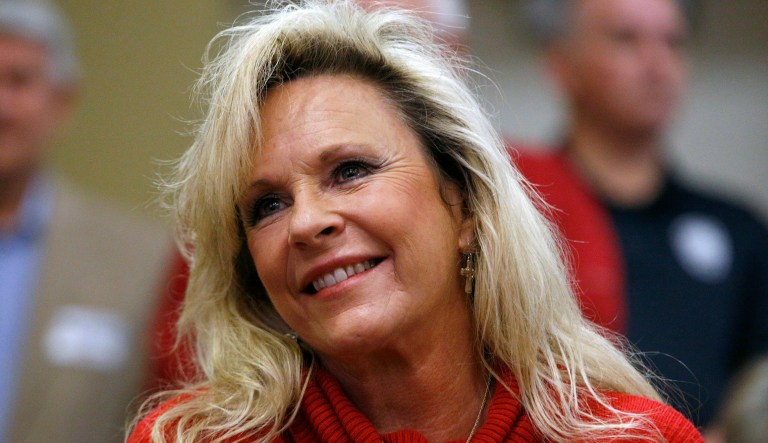 Kayla Moore, wife of Former Alabama Chief Justice and U.S. Senate candidate Roy Moore, is mobilizing her husband's supporters to go after journalists investigating sexual misconduct allegations made against her husband. (AP Photo/Hal Yeager)