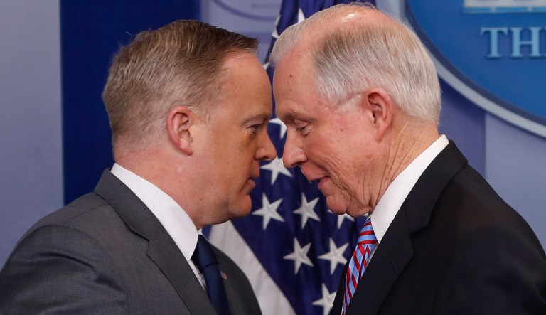 If you attach yourself to Trump, he will eventually debase and demean you. Attorney General Jeff Sessions and former White House press secretary Sean Spicer are the two latest men to learn this firsthand. (AP Photo/Pablo Martinez Monsivais)