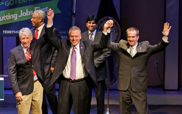 Democrats nominated Sen. Ralph Northam of Norfolk for lieutenant governor and Sen. Mark Herring of Loudoun County for attorney general to join gubernatorial candidate Terry McAuliffe on the fall ballot. (AP Photo/Steve Helber)