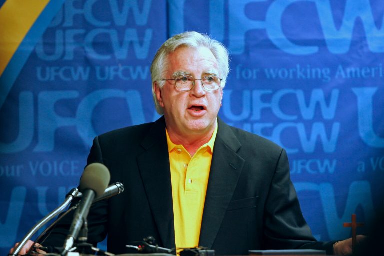 United Food and Commercial Workers President Joseph T. Hansen announced that his union would be re-affiliating with the AFL-CIO. (AP Photo/Nati Harnik)