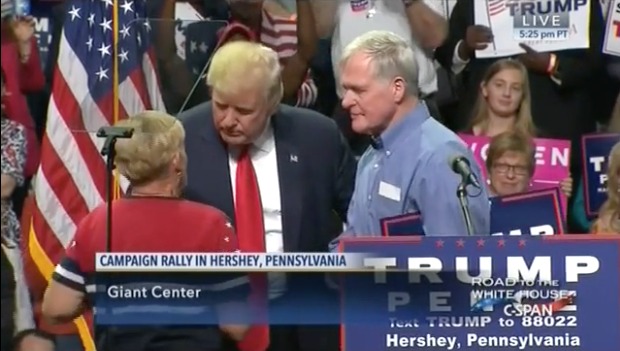 The mother of a 19-year-old who was killed in a motorcycle accident took the stage at a Donald Trump rally. (screenshot)